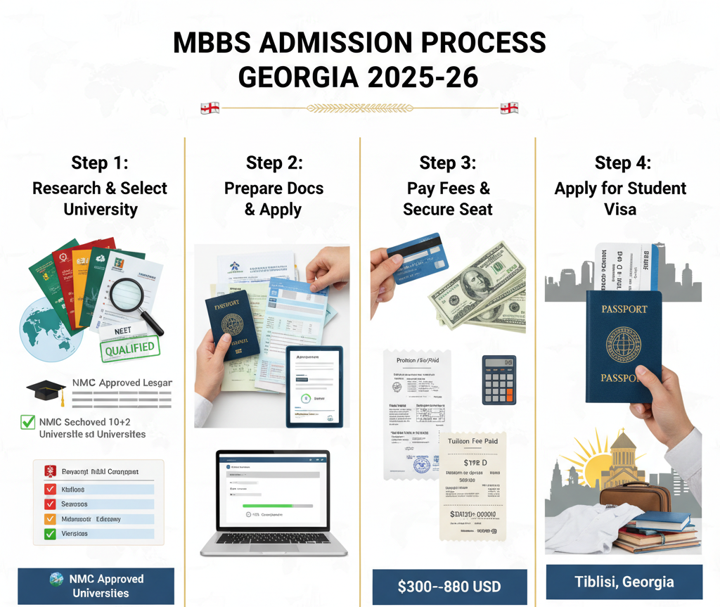 Step-by-Step admission process for MBBS in Georgia, 2025-26
